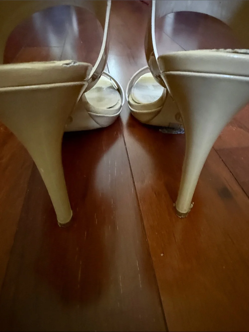 Michael Kors Patent Leather Open-Toe Ankle-Strap Heels in Cream